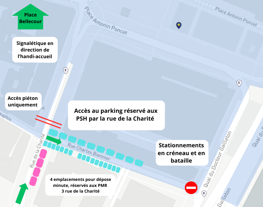 Plan des stationnements PMR - Bellecour